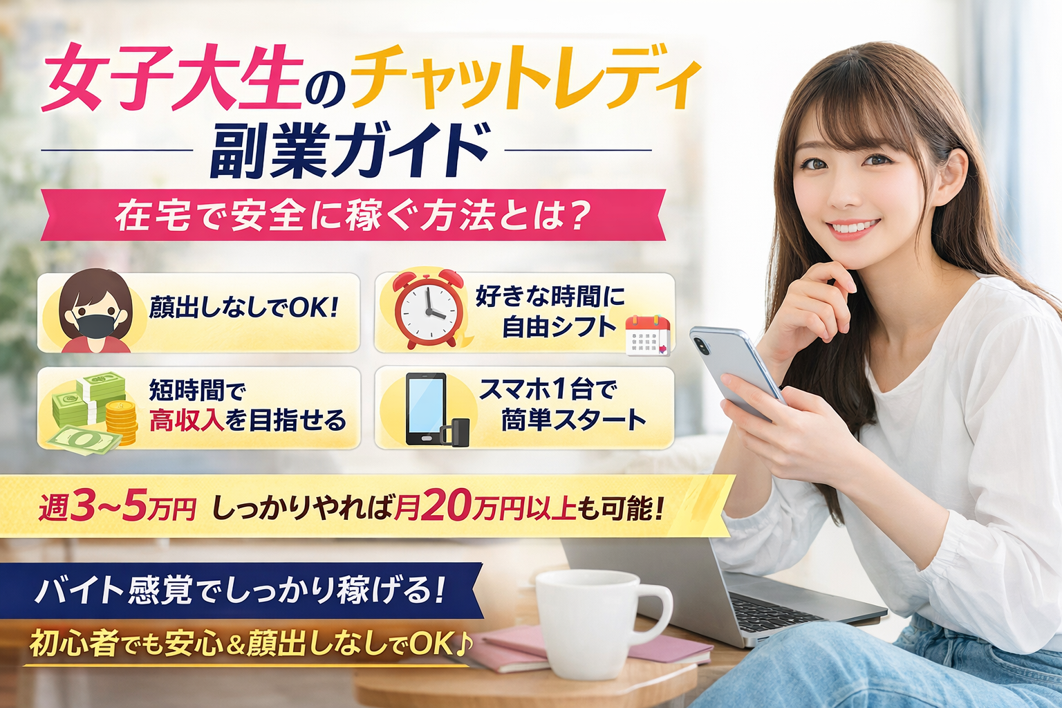 女子大生のチャットレディ副業ガイド|在宅で安全に稼ぐ方法とは?